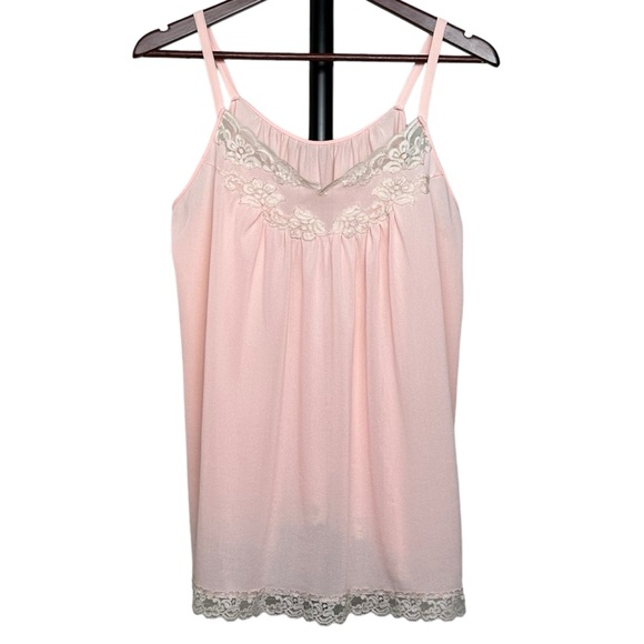 1960s Kayser Nylon Sleep Top Lingerie Lace Baby Pink Vintage Lounge Nightgown - Picture 10 of 15